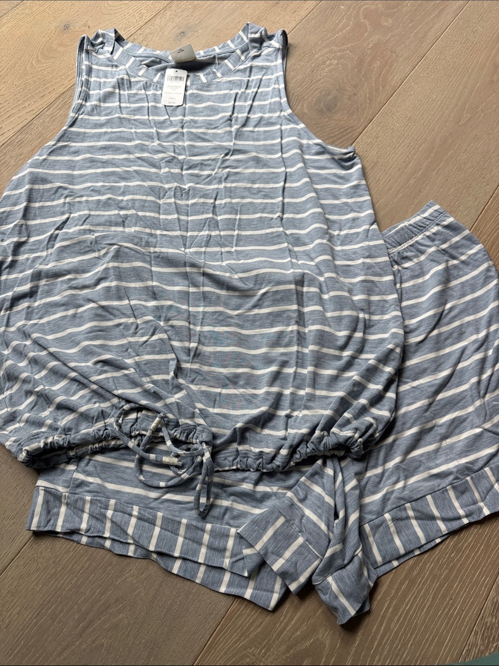 Soma Blue and White Striped Sleeveless Cool Nights Pajama Set